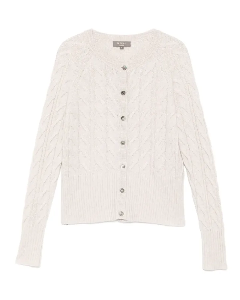 N.Peal Myla Kaschmircardigan mit Zopfmuster - Braun Braun