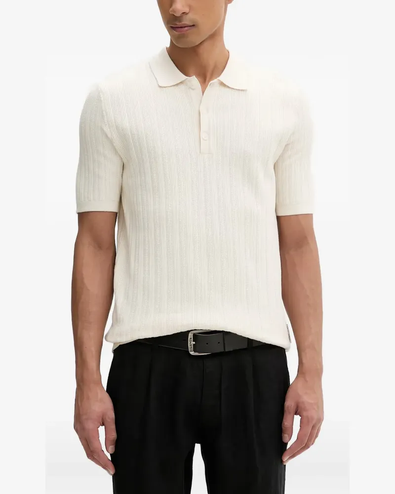 Marc O'Polo ribbed-knit short-sleeve polo shirt - Nude Nude