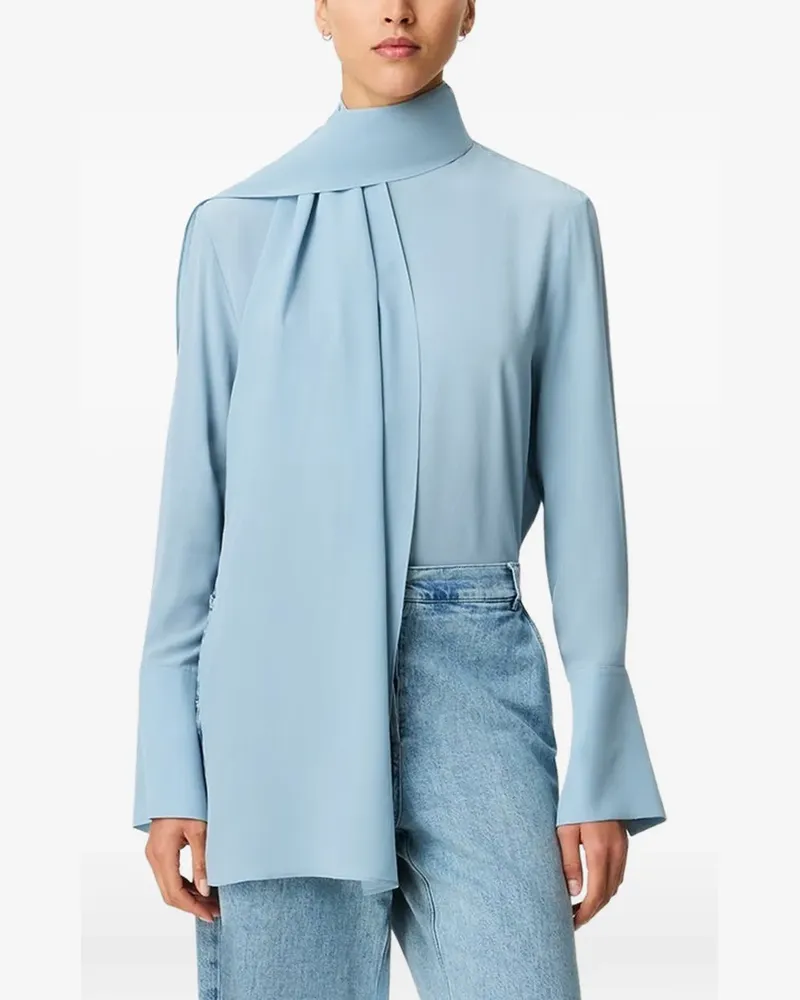 Another Tomorrow signature-bow blouse - Blau Blau