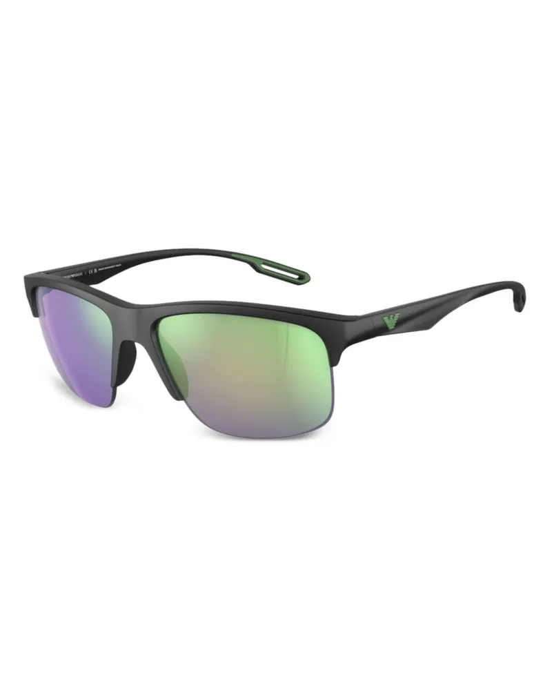 Emporio Armani Sonnenbrille mit eckigem Gestell - Schwarz Schwarz