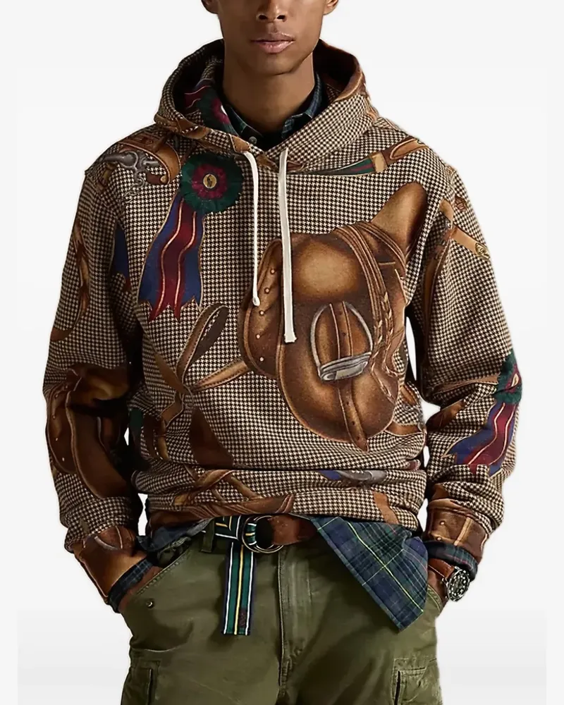 Ralph Lauren Fleece-Hoodie mit Reitsport-Print - Braun Braun