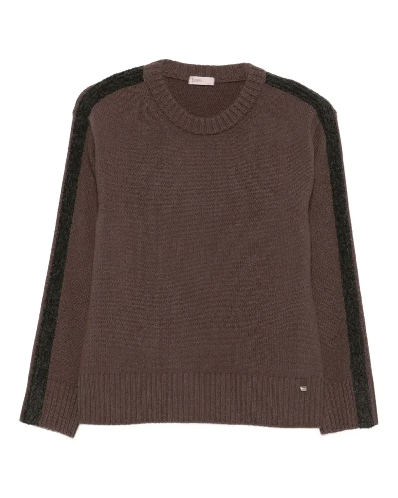 Herno Pullover mit Kontraststreifen und geripptem Besatz - Braun Braun