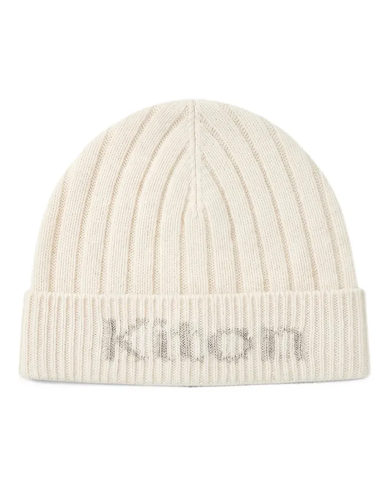 Kiton logo-knit ribbed beanie hat - Nude Nude