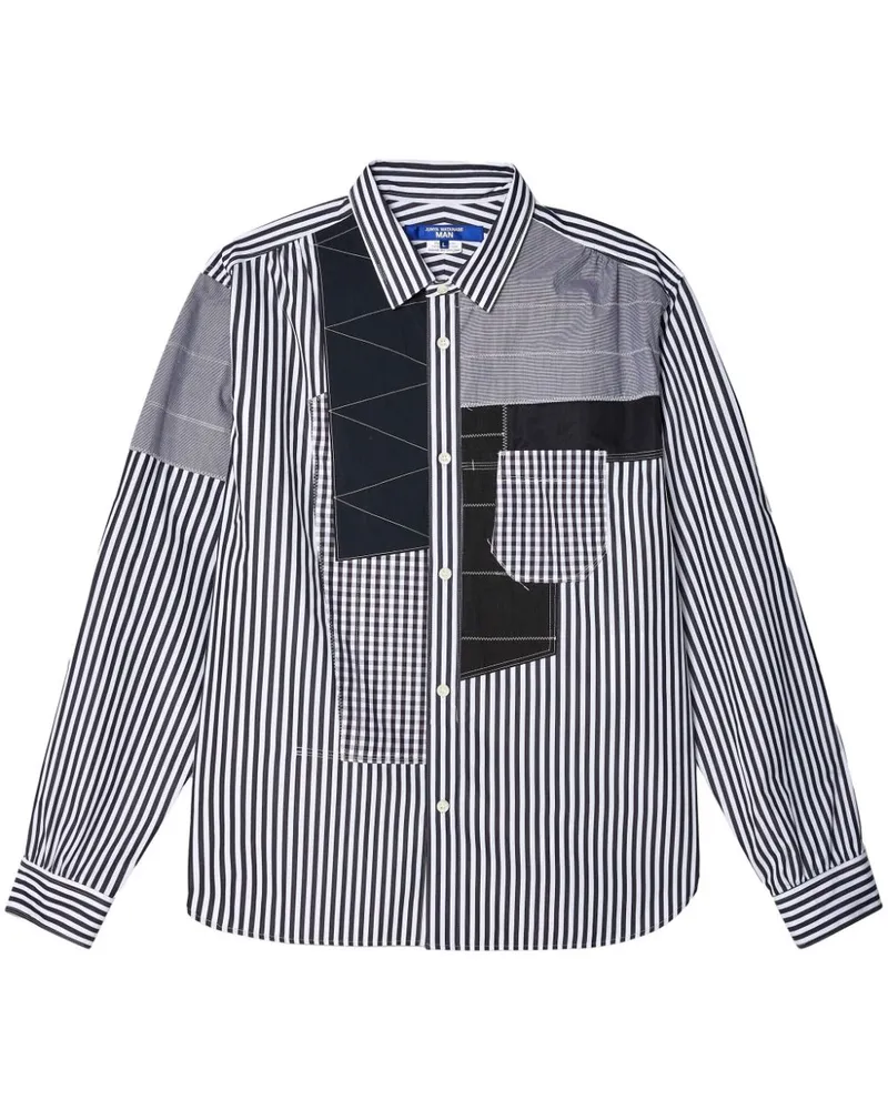 Junya Watanabe Gestreiftes Patchwork-Hemd - Schwarz Schwarz