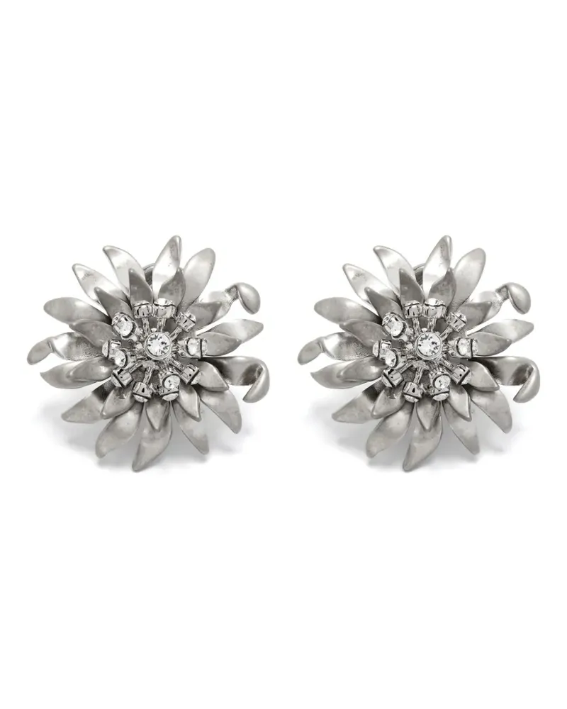 Miu Miu Blumen-Ohrclips - Silber Silber