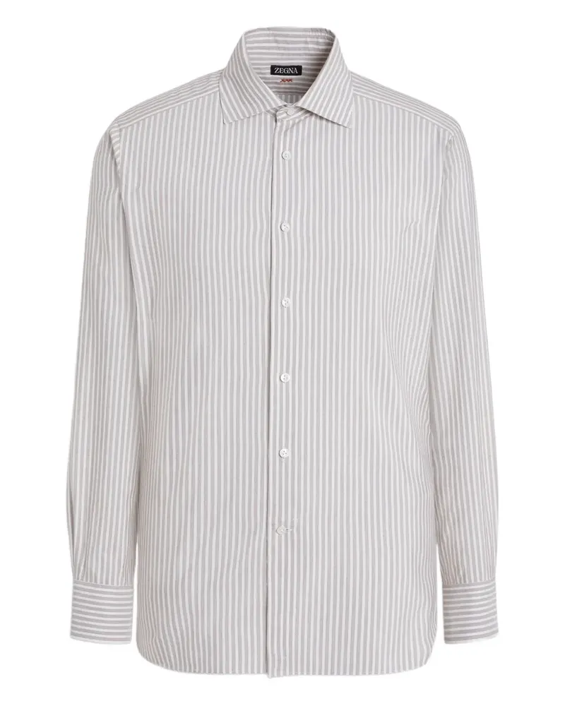 Ermenegildo Zegna Gestreiftes Seiden-Baumwoll-Hemd - Grau Grau