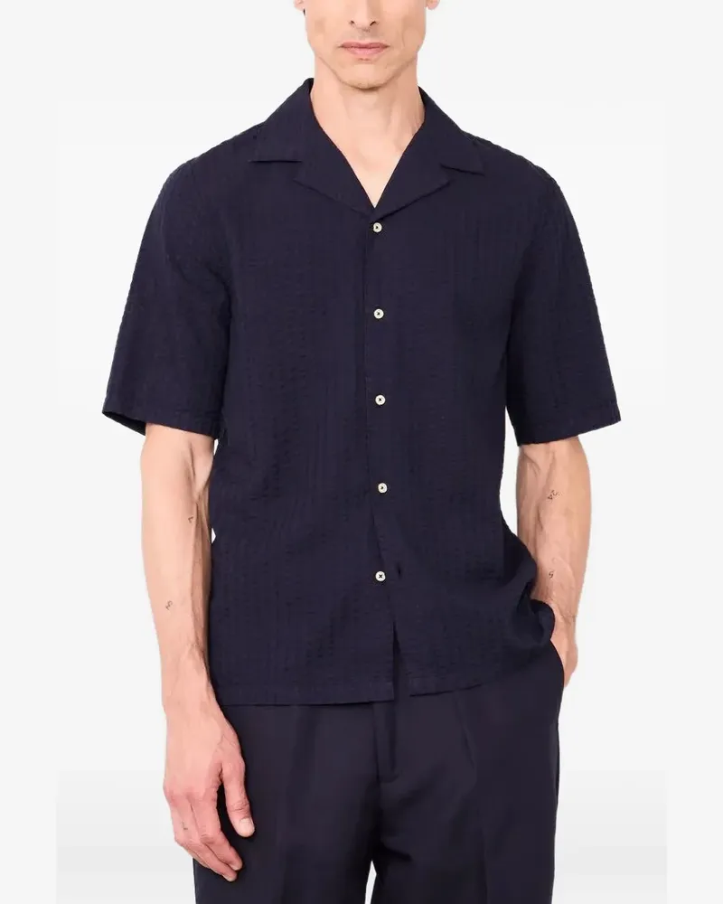 Officine Generale seersucker-effect short-sleeve shirt - Blau Blau