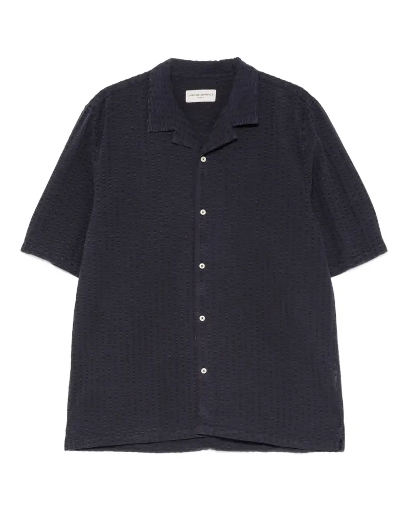Officine Generale seersucker-effect short-sleeve shirt - Blau Blau
