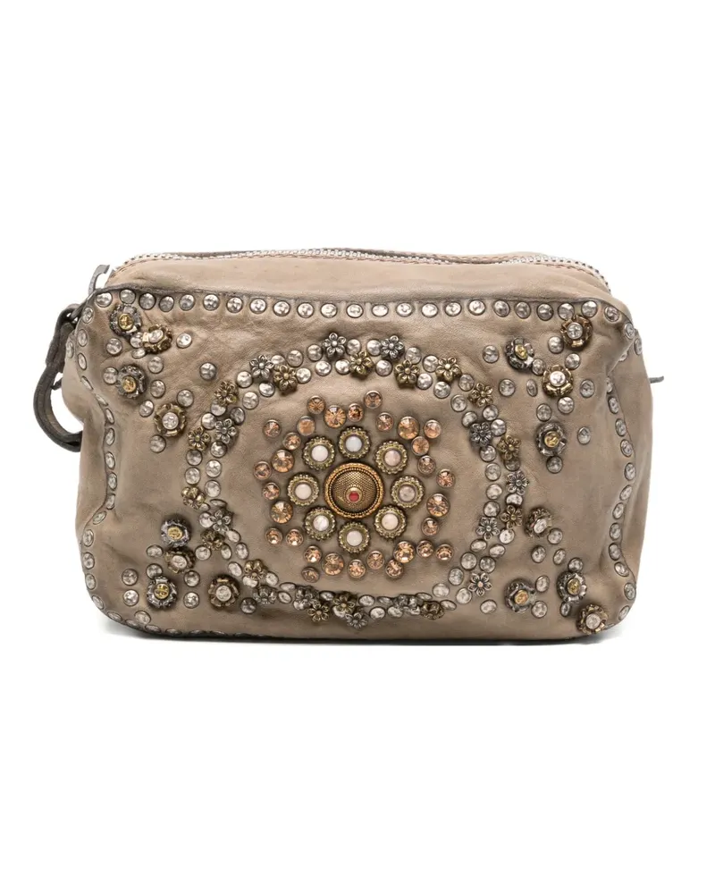 Campomaggi Kate crystal-embellished studded cross body bag - Nude Nude