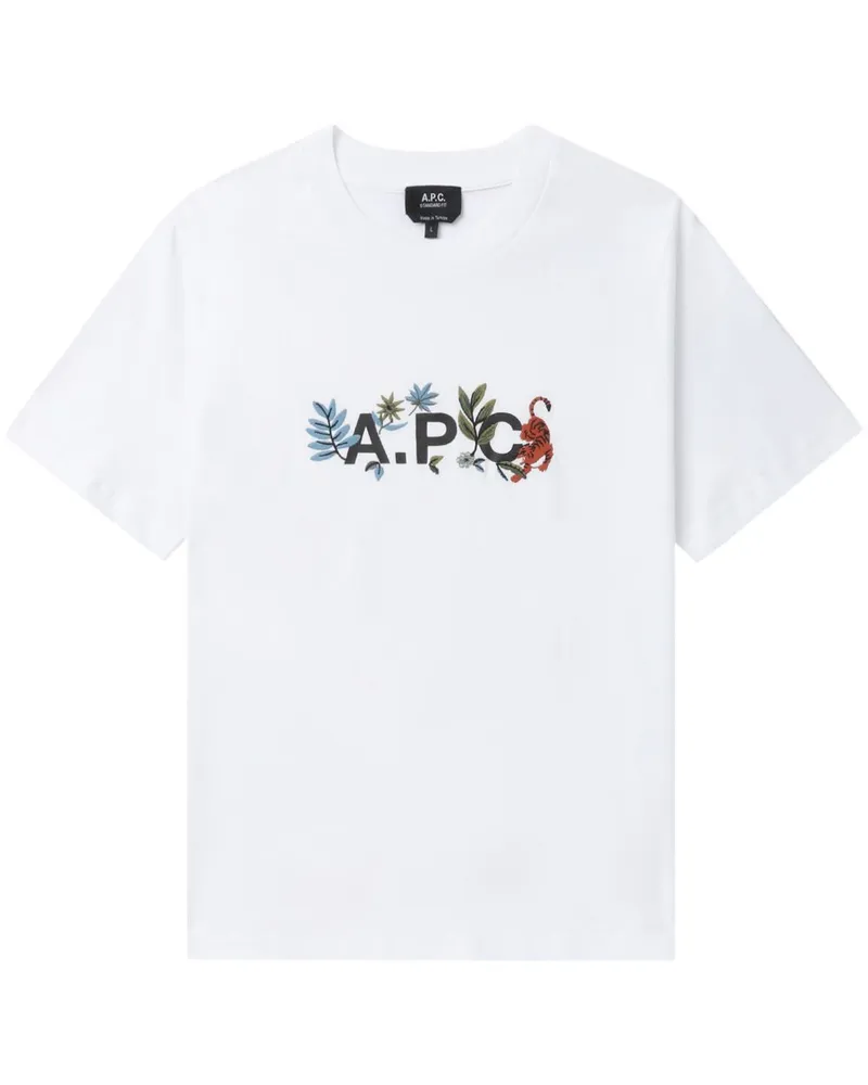 A.P.C. T-Shirt mit Logo-Print - Weiß Weiß