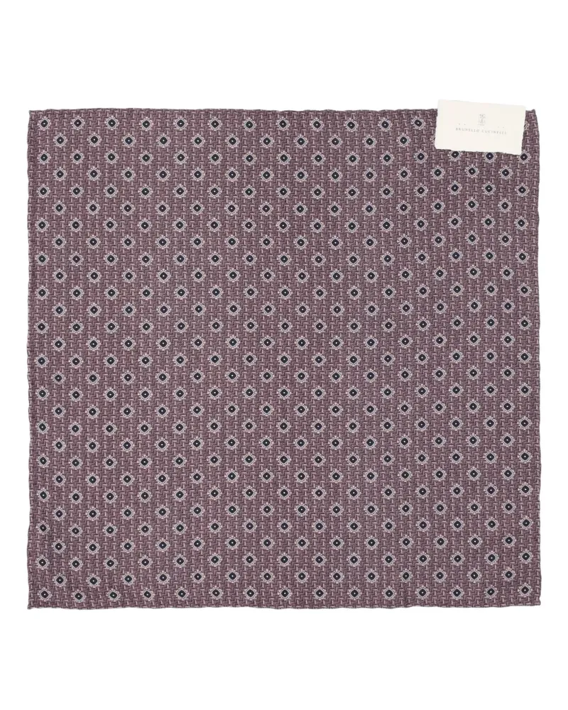 Brunello Cucinelli Geometrisch gemustertes Einstecktuch - Violett Violett