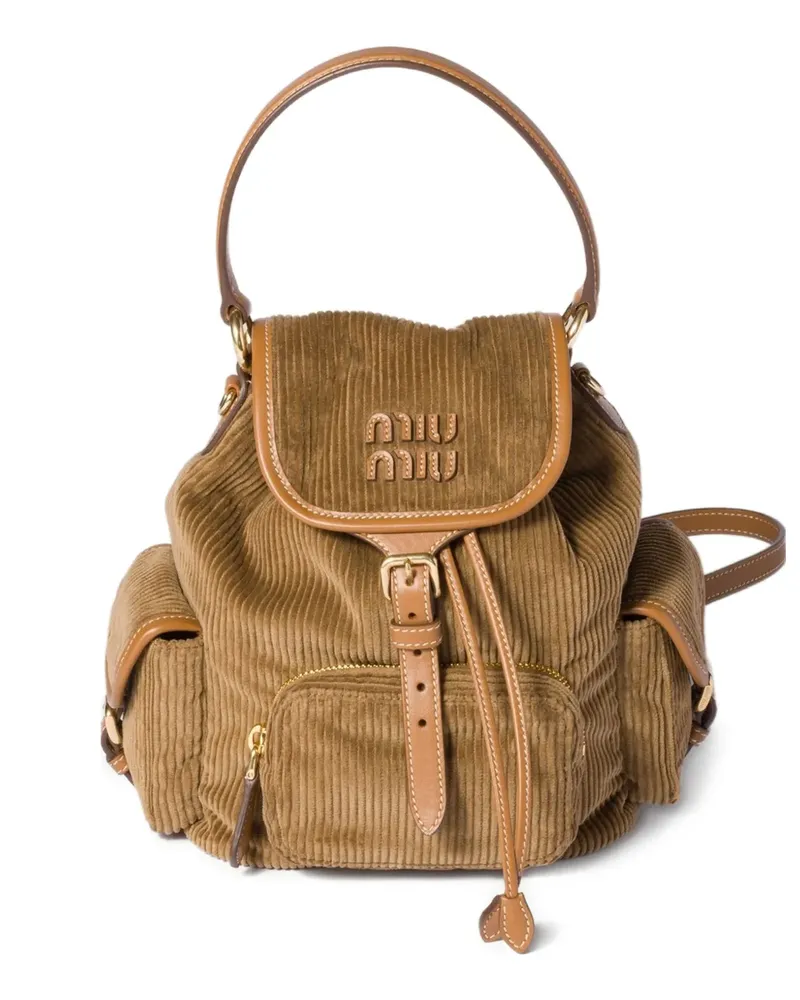 Miu Miu Mittelgroßer Rucksack aus Cord - Braun Braun