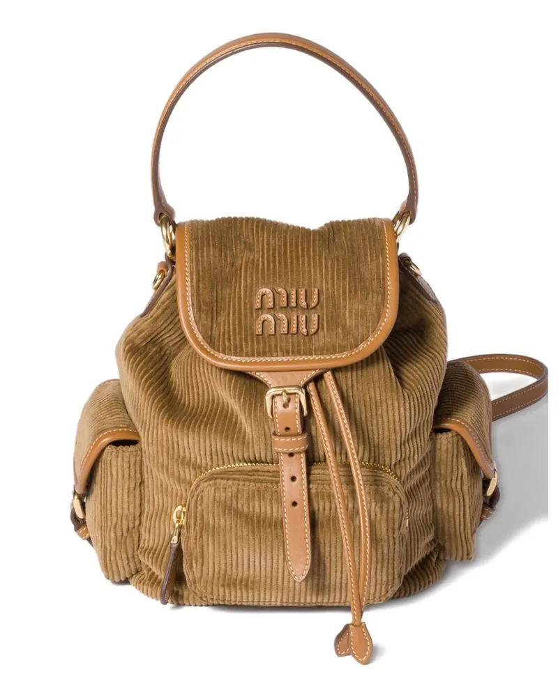 Miu Miu Mittelgroßer Rucksack aus Cord - Braun Braun