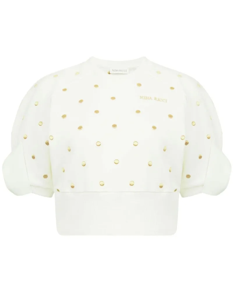 Nina Ricci Besticktes Cropped-Sweatshirt Weiß