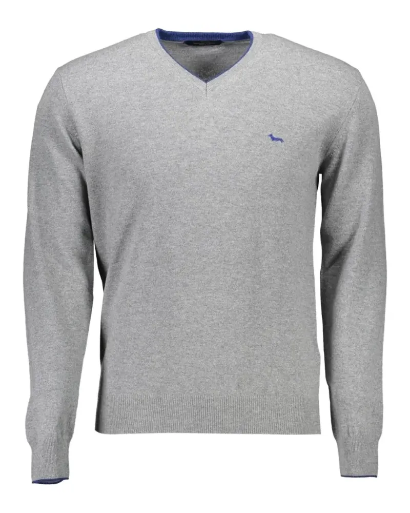 Harmont & Blaine embroidered-logo V-neck sweater - Grau Grau
