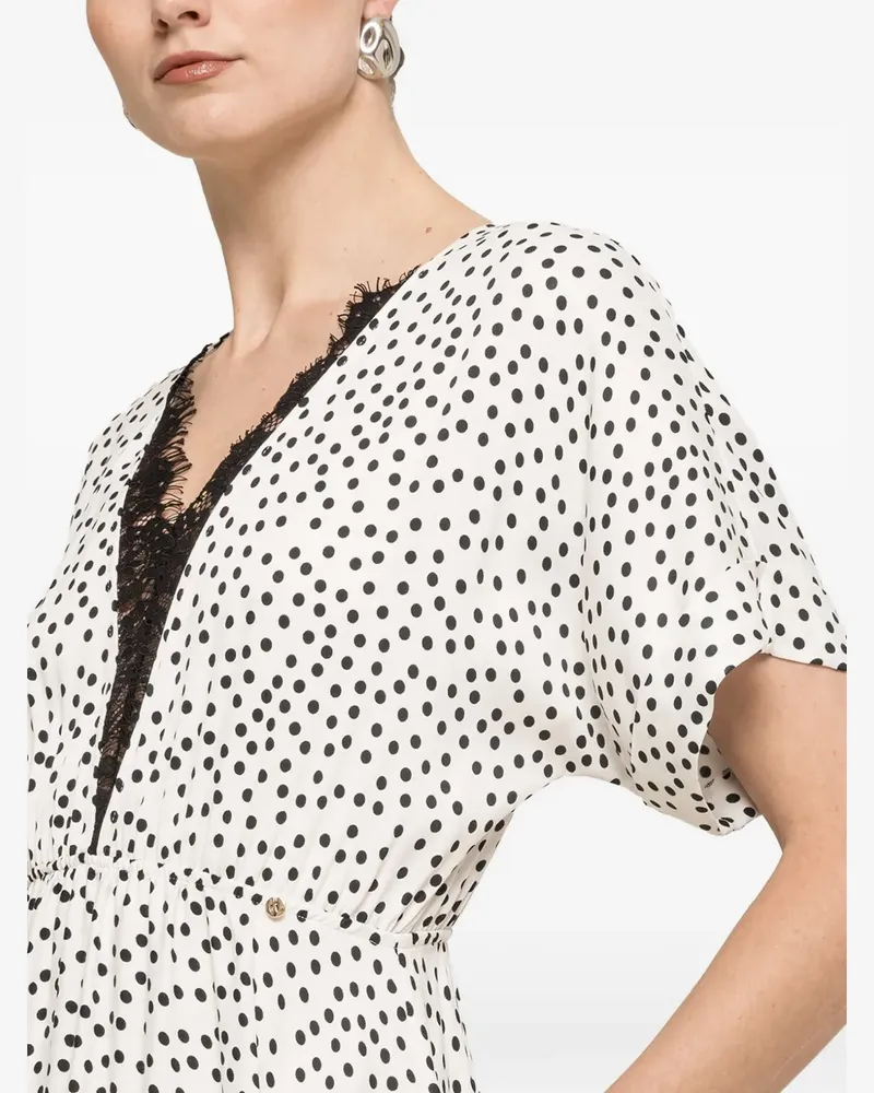 NISSA polka-dot viscose midi dress - Weiß Weiß