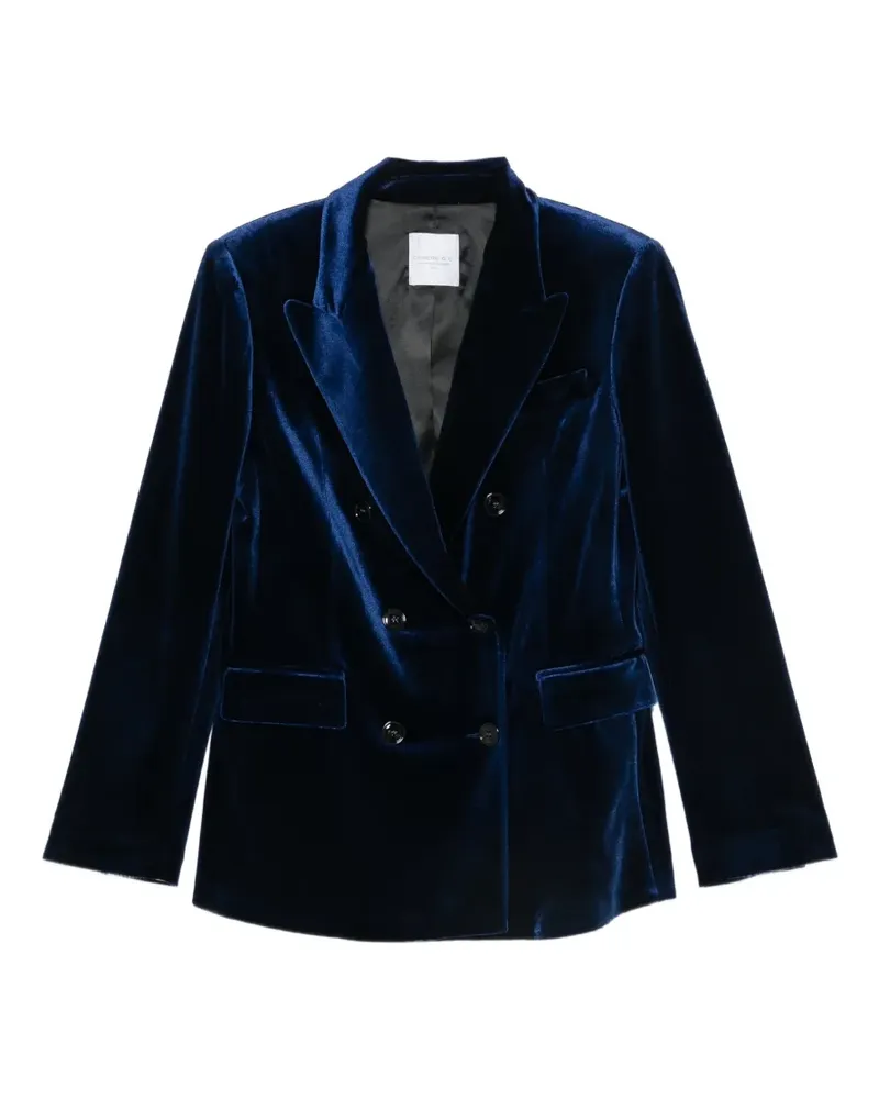 CENERE GB double-breasted velvet-finish blazer - Blau Blau