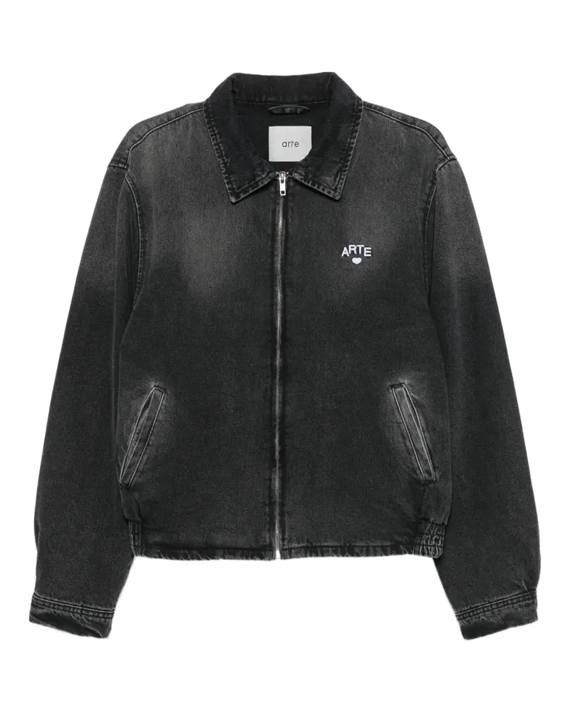 Arte Antwerp Jeansjacke mit Logo-Stickerei - Schwarz Schwarz