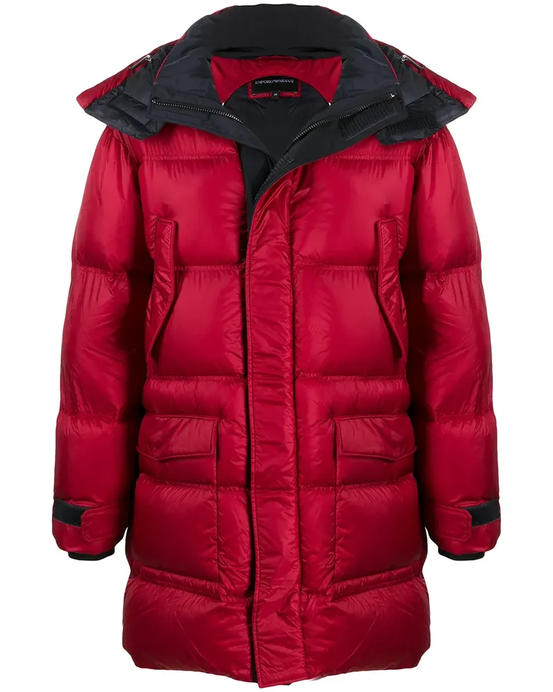 Emporio Armani Daunenparka mit Kontrastkapuze - Rot Rot