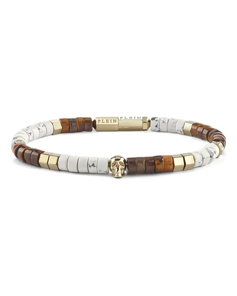Philipp Plein beaded skull bracelet - Weiß Weiß