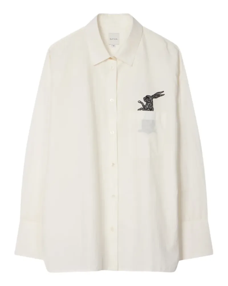 Paul Smith Weißes Hemd mit Hasenstickerei Weiß