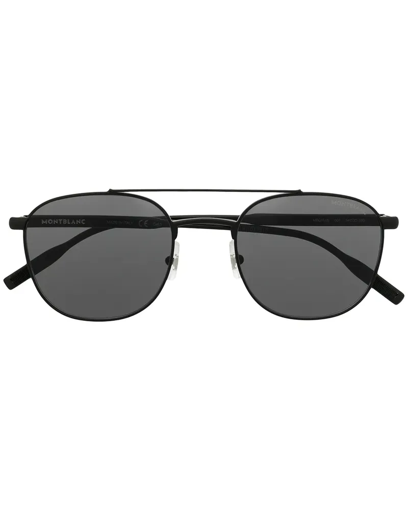 Montblanc Sonnenbrille mit rundem Gestell - Schwarz Schwarz