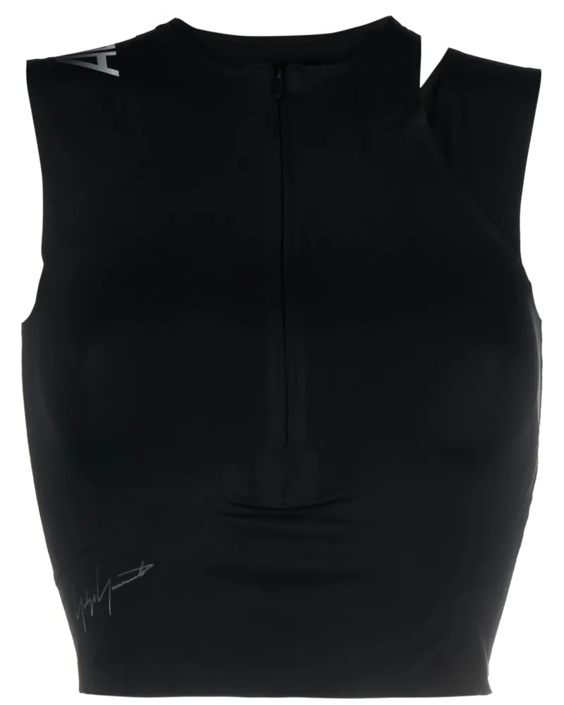 Y-3 Cropped-Tanktop mit Logo-Print - Schwarz Schwarz