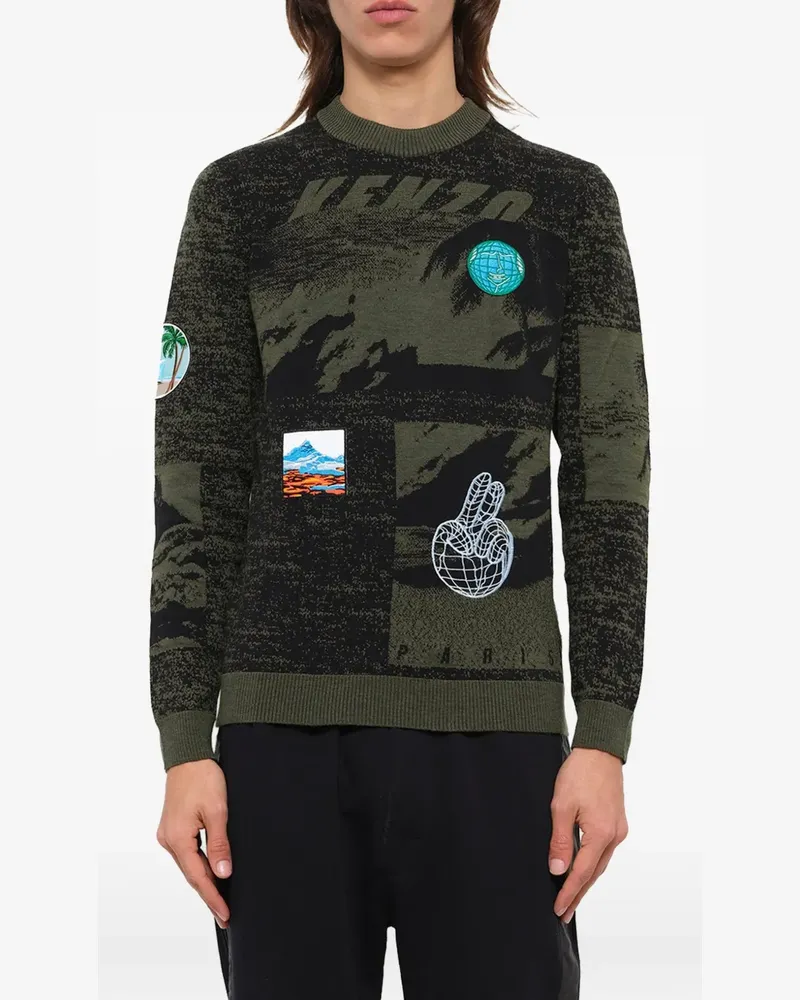 Kenzo Klassischer Intarsien-Pullover - Grün Grün