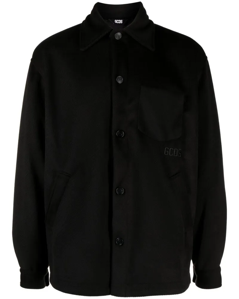 GCDS Jacke mit aufgesticktem Logo - Schwarz Schwarz