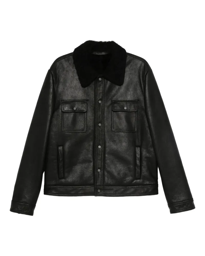 Salvatore Santoro Lederjacke mit Fleece-Futter - Schwarz Schwarz