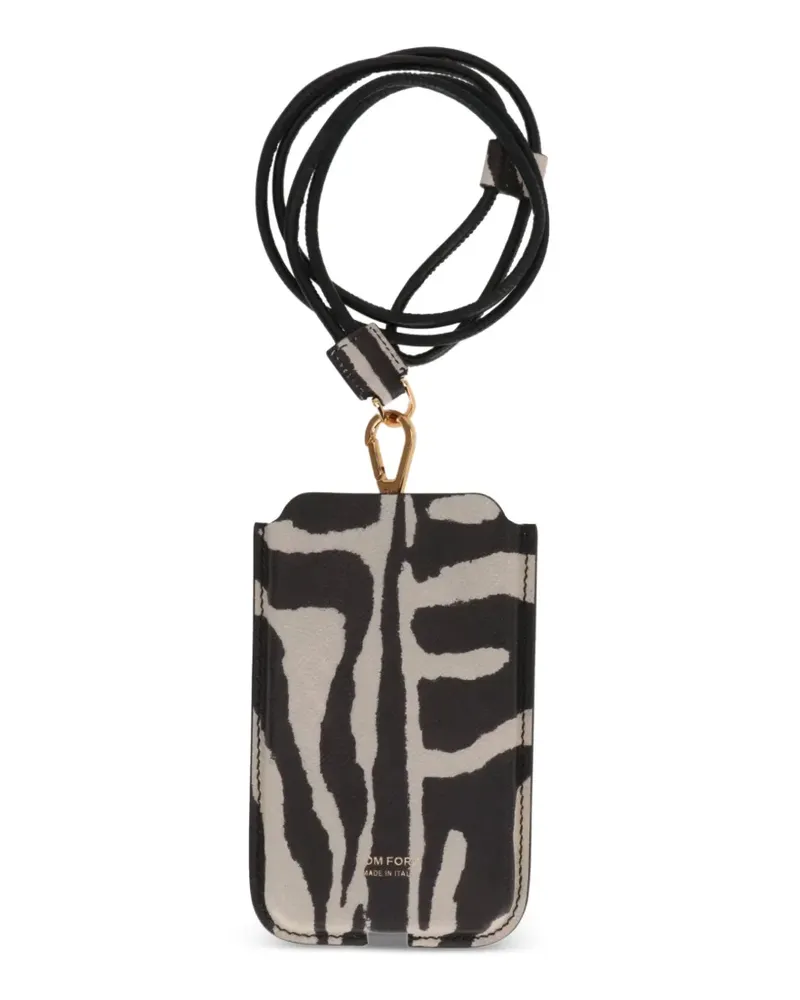 Tom Ford zebra-print detachable-strap phone case - Schwarz Schwarz