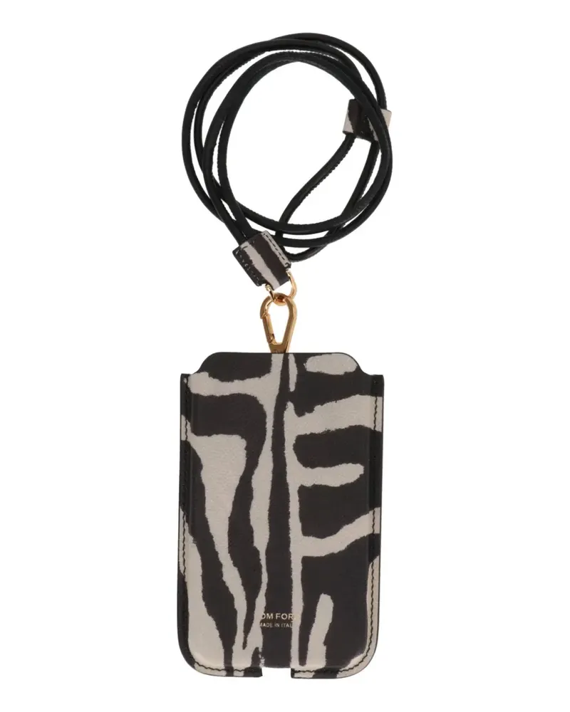 Tom Ford zebra-print detachable-strap phone case - Schwarz Schwarz