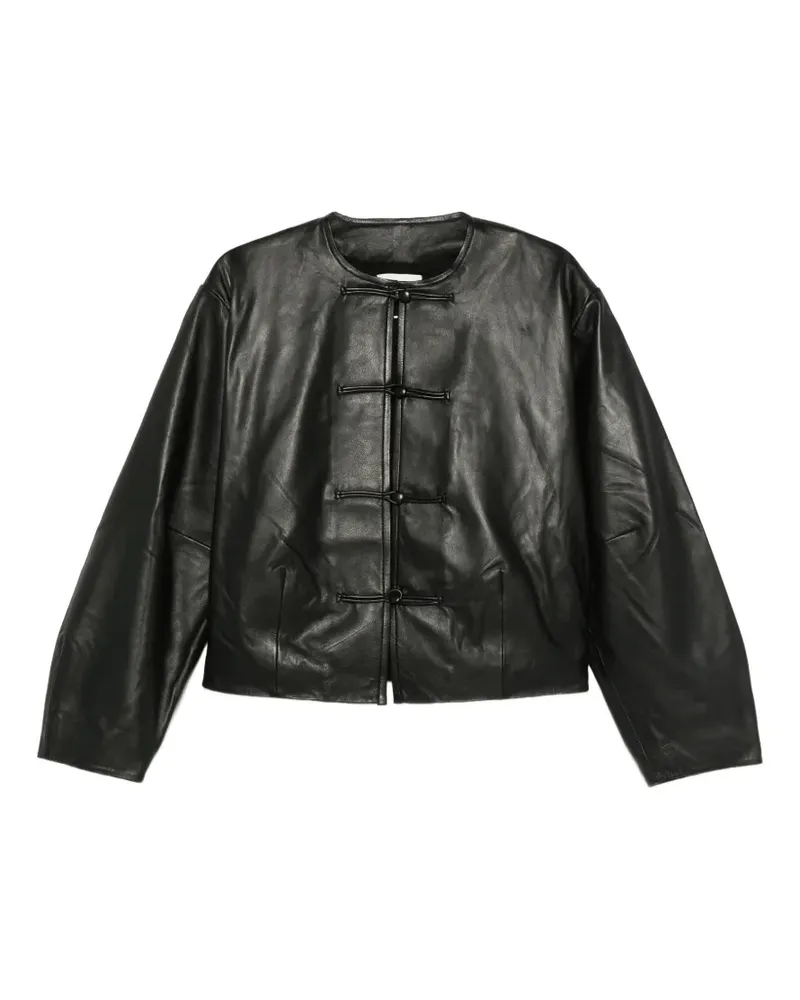 St. Agni button-detail cocoon leather jacket - black - Schwarz Schwarz