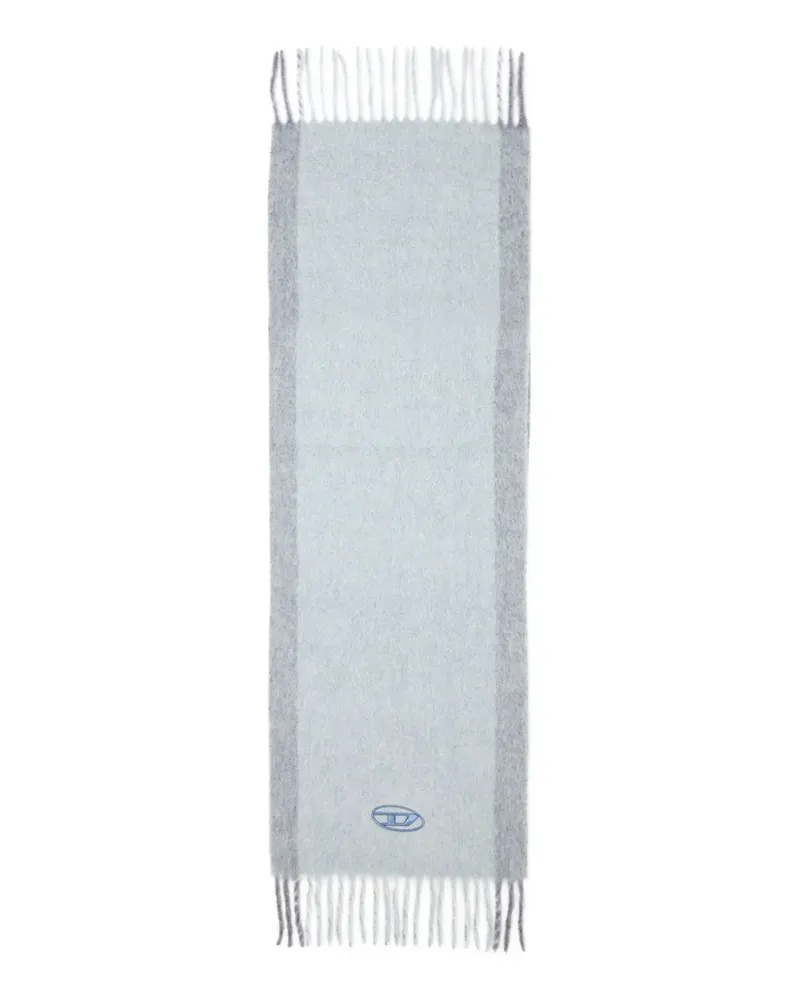 Diesel logo-embroidery fringed-edge scarf - Blau Blau