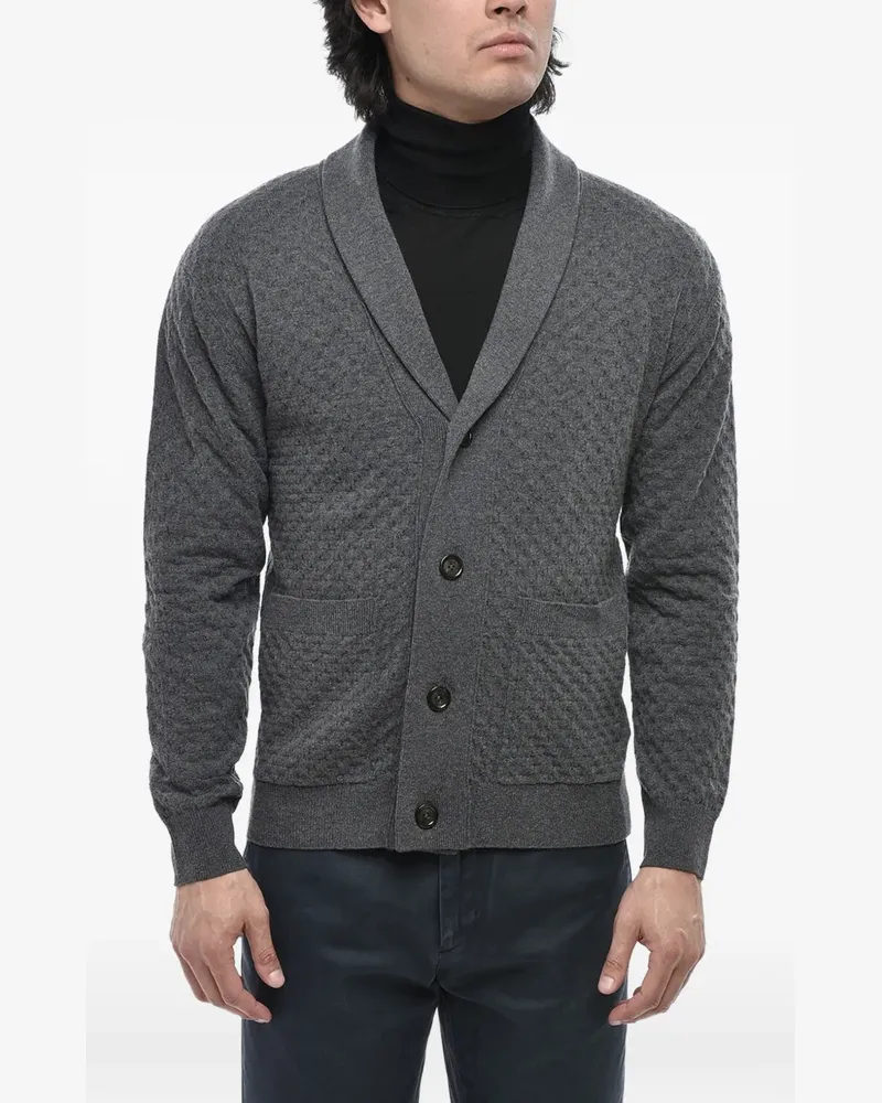 Paolo Pecora Milano V-neck waffle-knit cardigan - Grau Grau