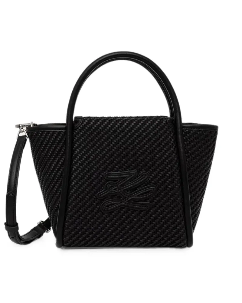 Karl Lagerfeld Tote Bag mit gewebtem Logo-Patch - Schwarz Schwarz