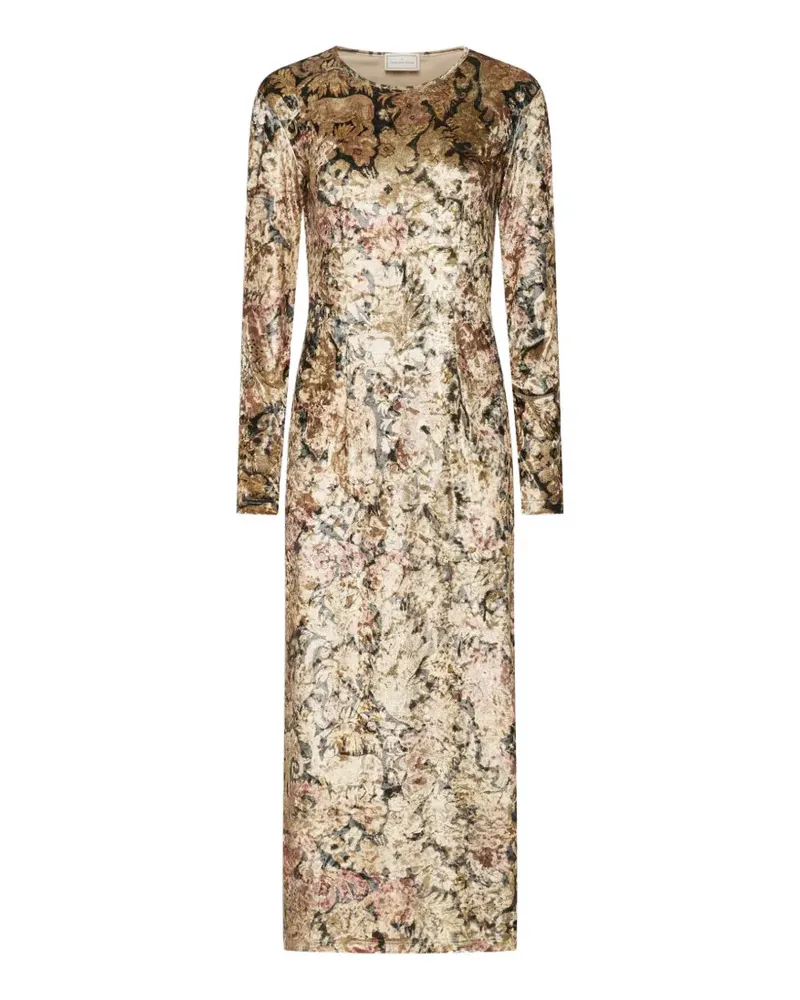 Pierre-Louis Mascia Ranat Midikleid mit Blumenprint - Nude Nude