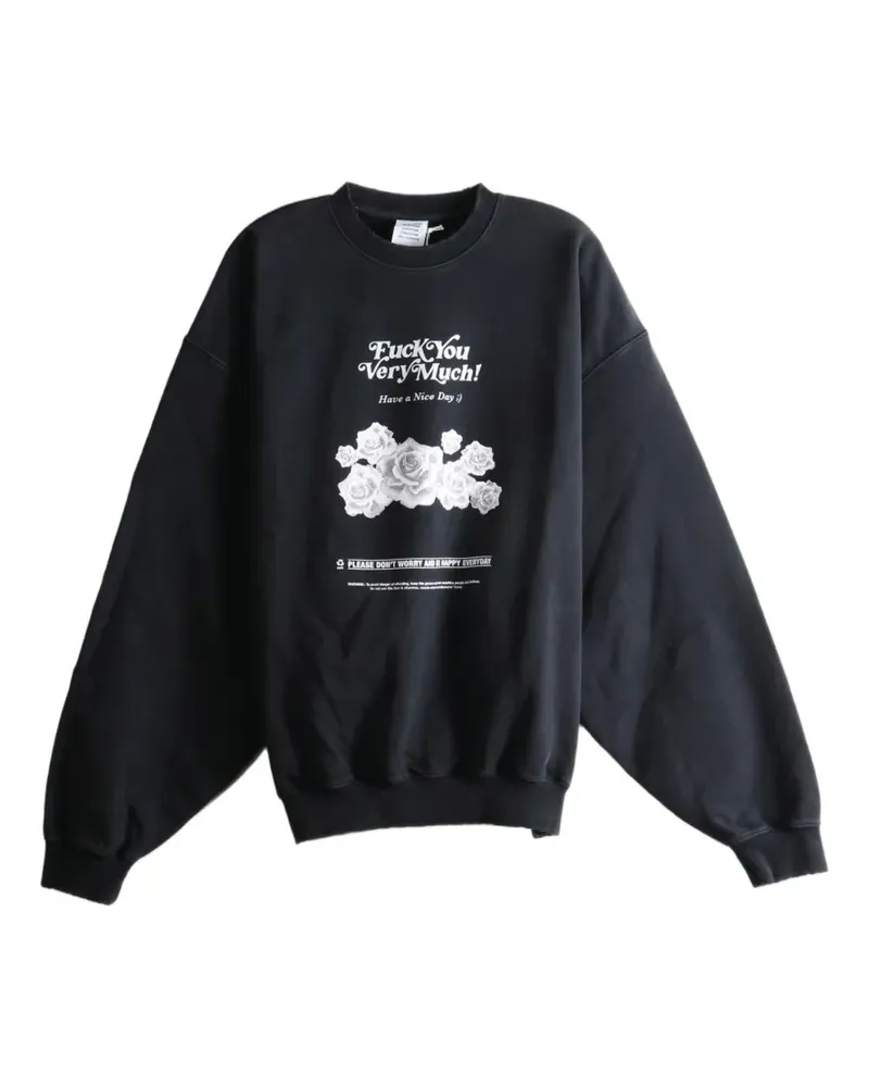 VETEMENTS FU Very Much floral-print graphic-print sweater - Schwarz Schwarz