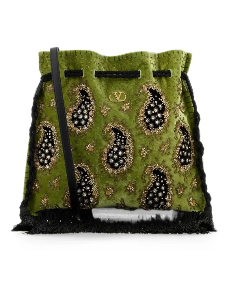 Valentino Garavani Nellicôte paisley-embroidered shoulder bag - Grün Grün