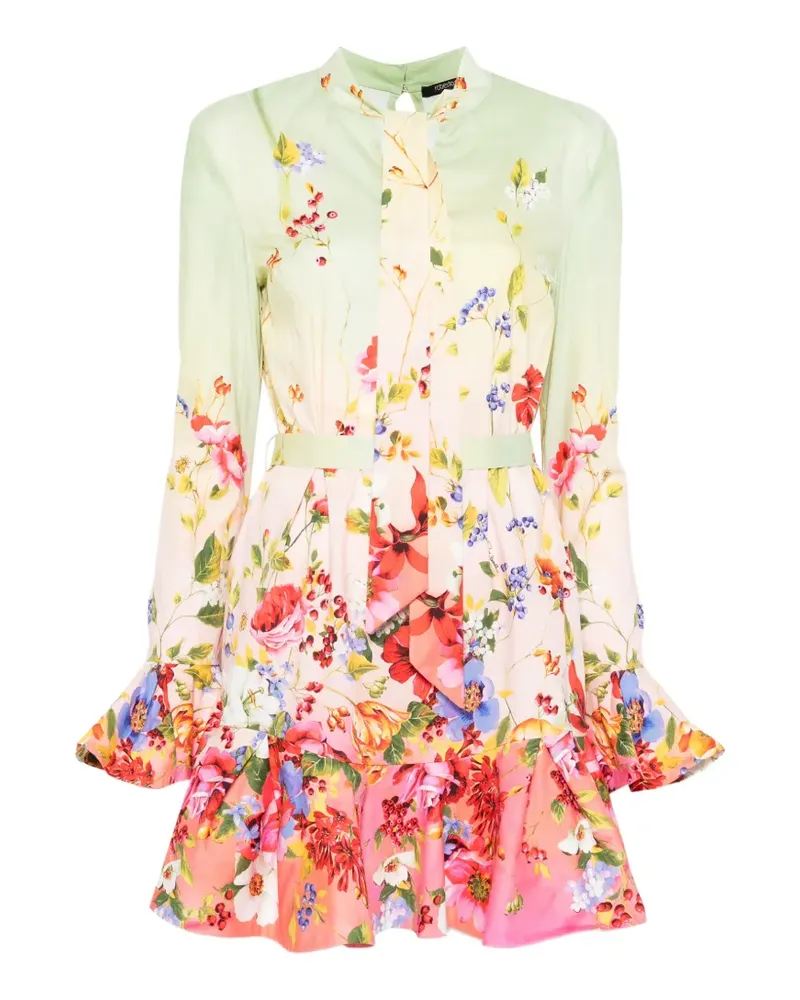 Roberto Cavalli floral ruffled mini dress - Rosa Rosa