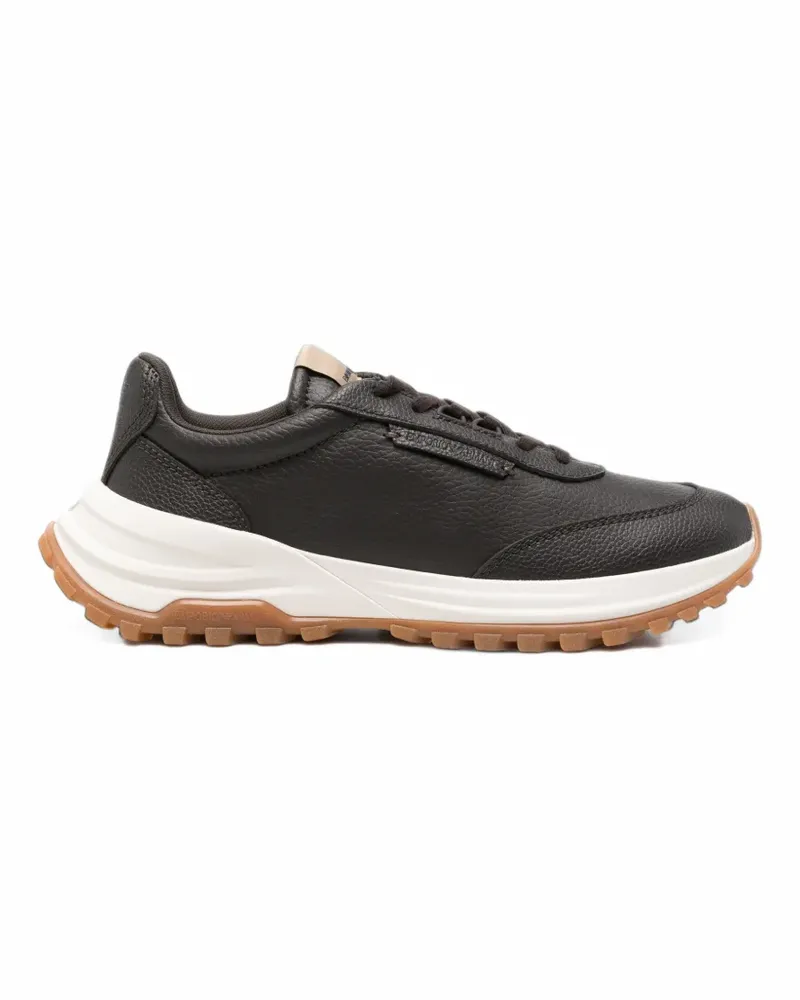 Emporio Armani Capsule pebble-effect sneakers - Braun Braun
