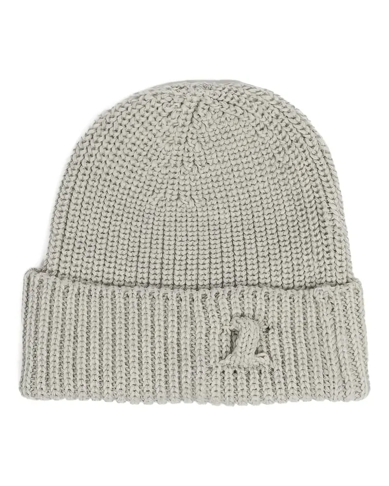 Hannes Roether ribbed virgin wool beanie hat - Grau Grau