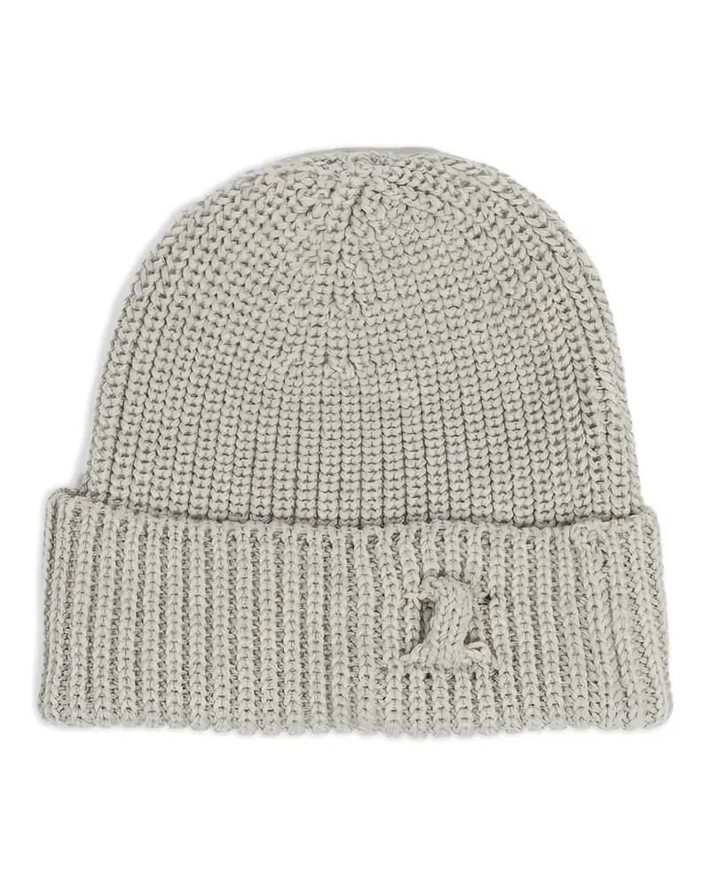 Hannes Roether ribbed virgin wool beanie hat - Grau Grau