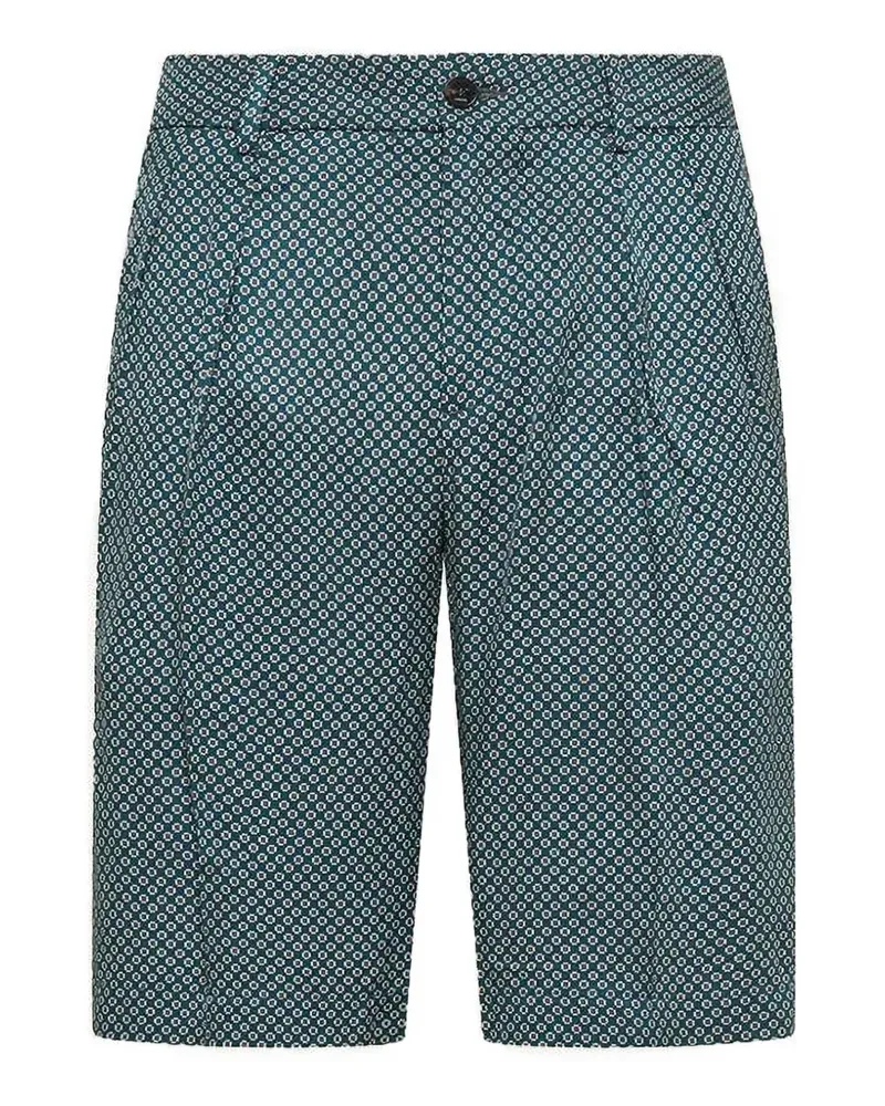 CRUNA Clichy geometric-print pleated shorts - Blau Blau