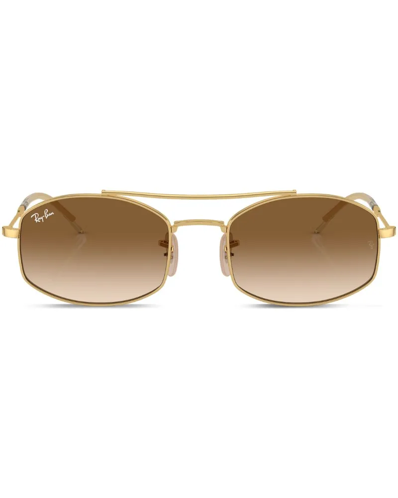Ray Ban Eckige Sonnenbrille mit Logo-Print - Gold Gold