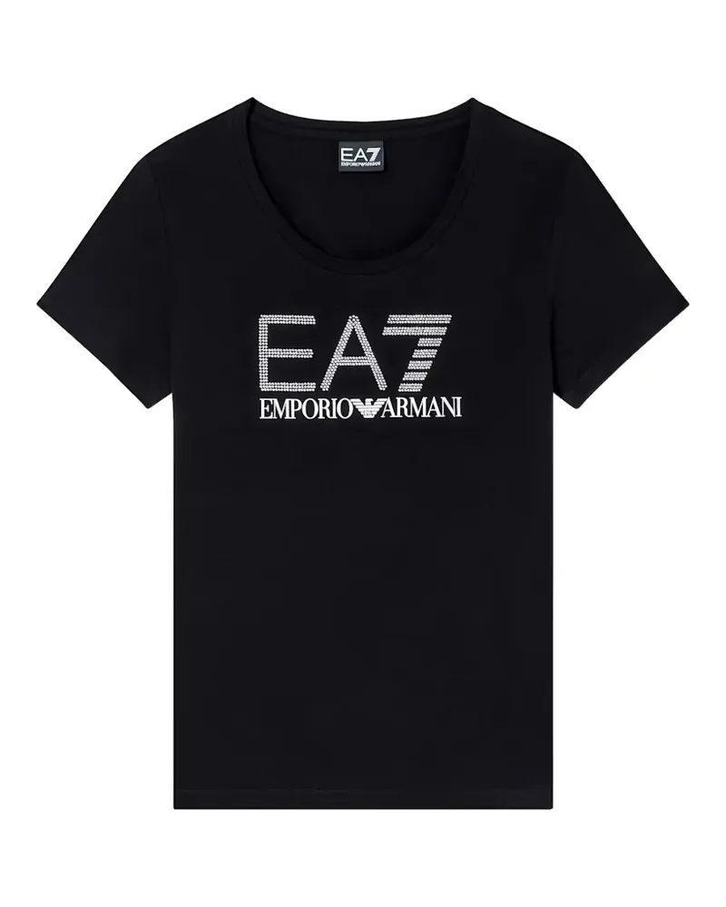 EA7 T-Shirt mit Logo-Verzierung - Schwarz Schwarz