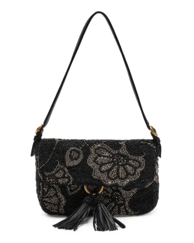 Maliparmi Blossom Schultertasche mit Perlenstickerei - Schwarz Schwarz