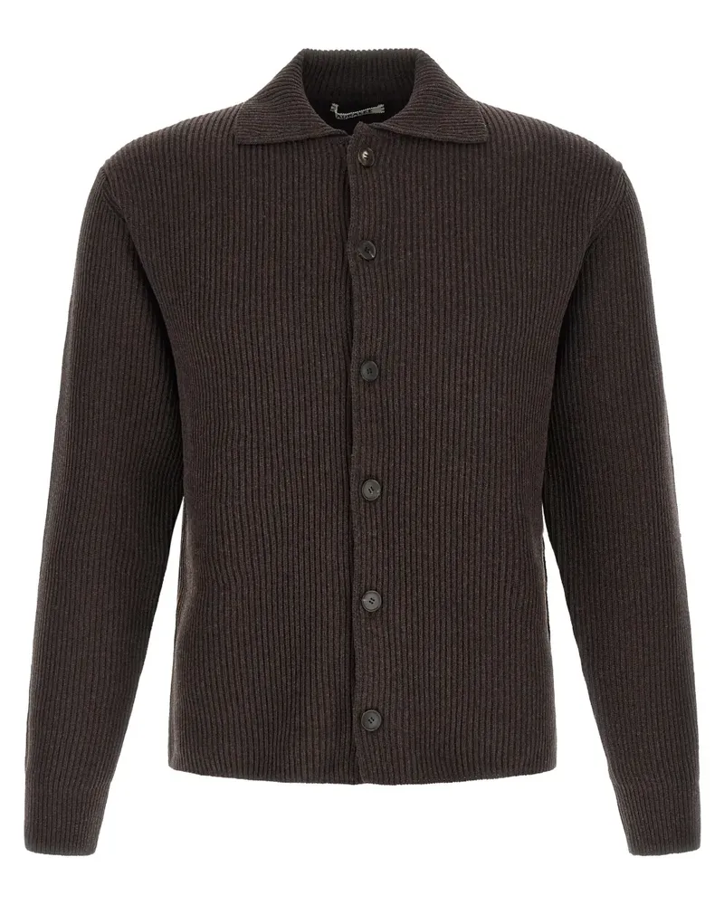 AURALEE ribbed point-collar cardigan - Braun Braun