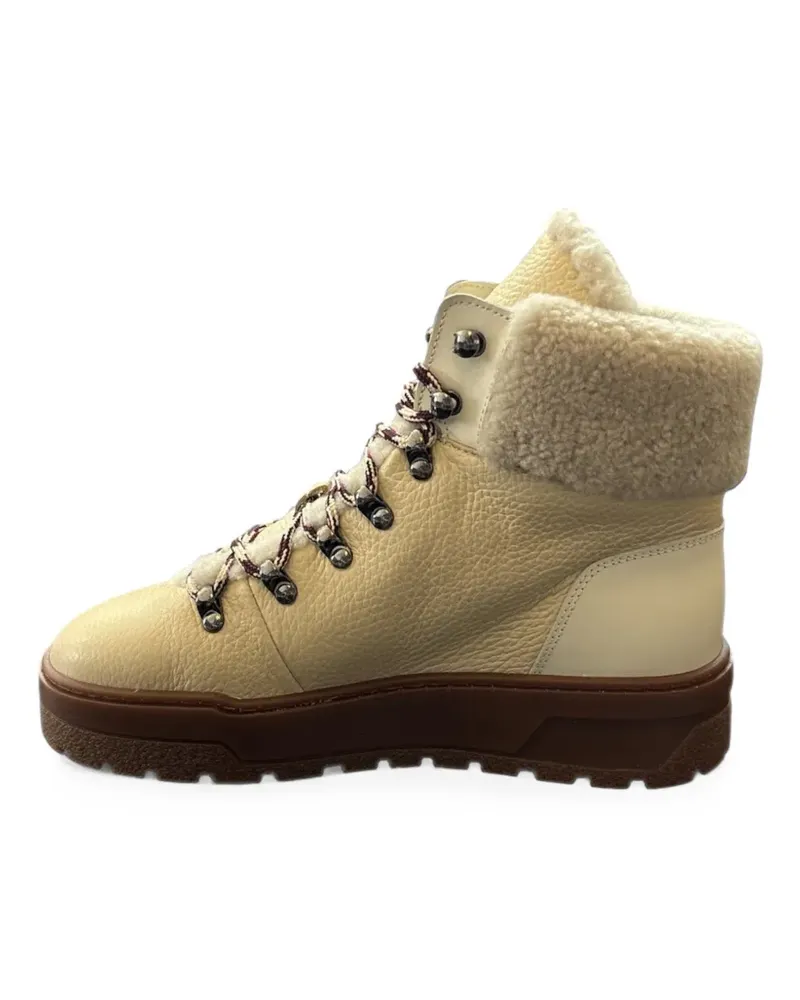 Pollini Ice Cracker shearling-trim leather ankle boots - Nude Nude