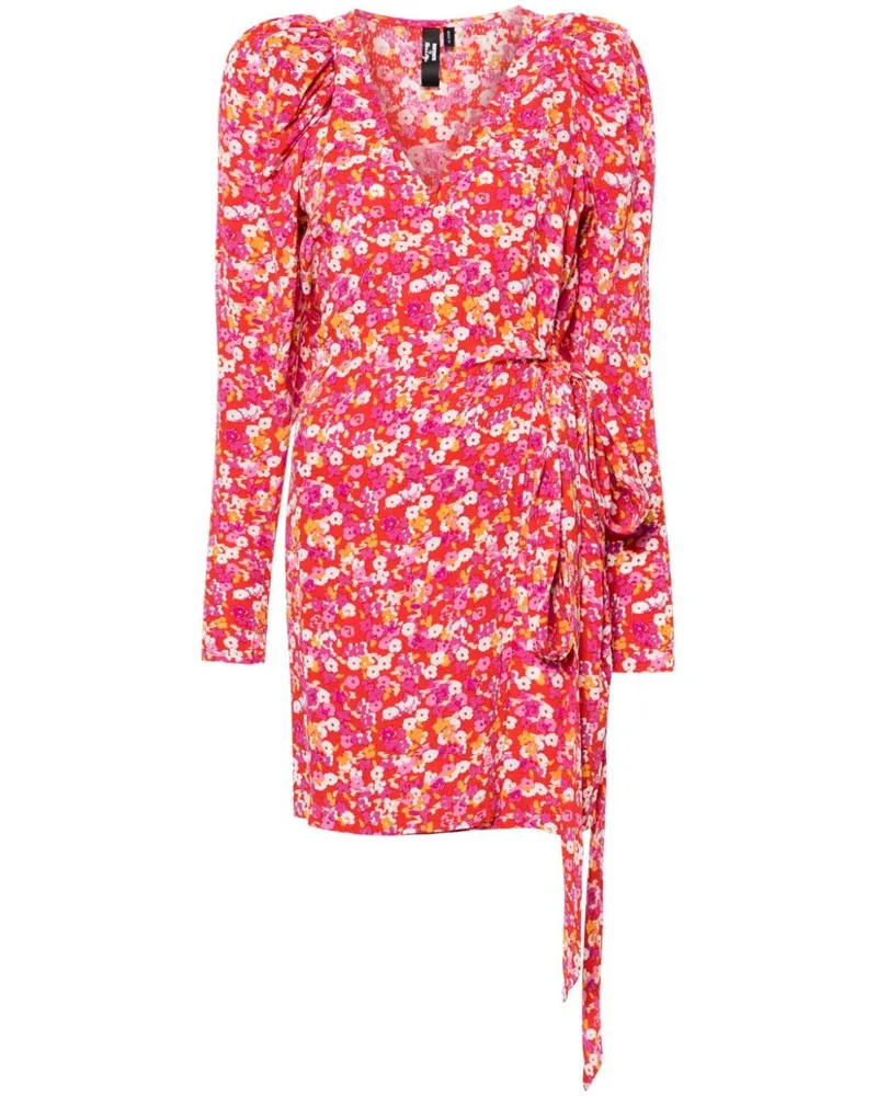 ROTATE Birger Christensen x Reina Olga Jacquard-Wickelkleid Rot